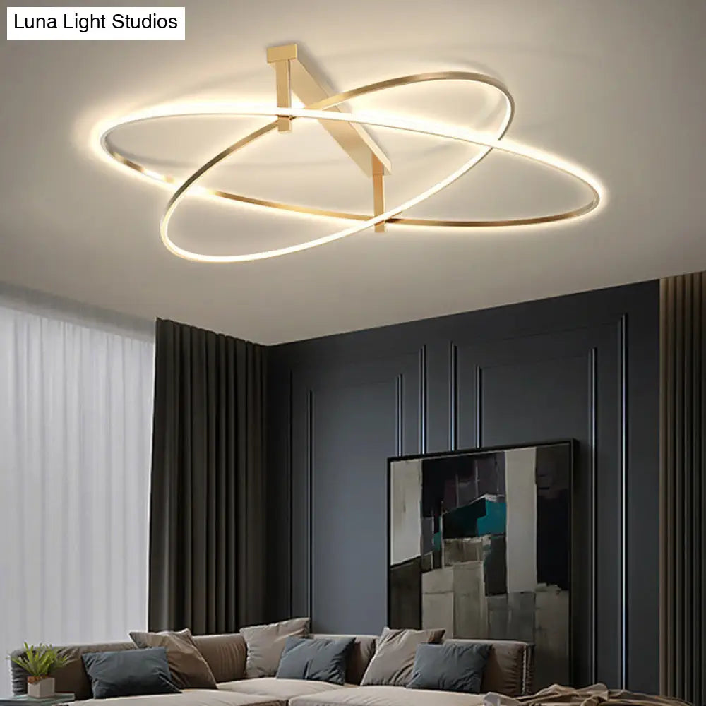 DecorBites™ DecorBites™ Gold Oval 2-Head LED Ceiling Light - Minimalist Semi Flush Mount for Living Room