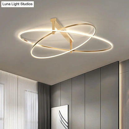 DecorBites™ DecorBites™ Gold Oval 2-Head LED Ceiling Light - Minimalist Semi Flush Mount for Living Room