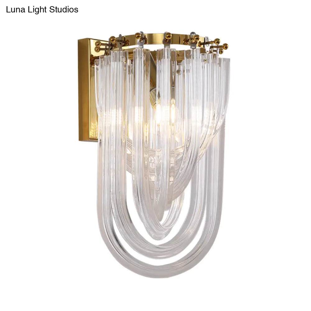 DecorBites™ Gold Oval Wall Lamp with Twisted Crystal Shade