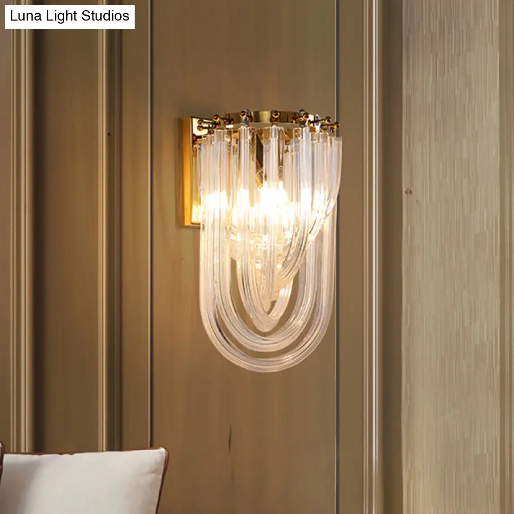DecorBites™ Gold Oval Wall Lamp with Twisted Crystal Shade