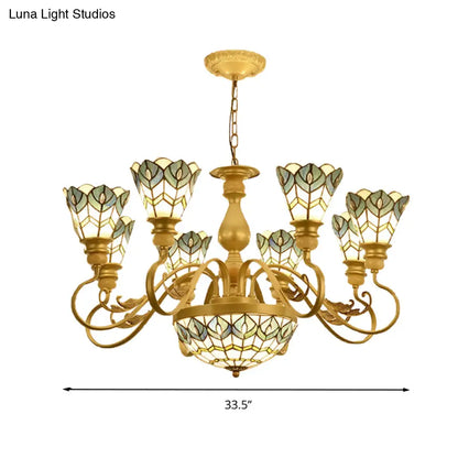 Gold Peacock Feather Chandelier with Stained Glass - 3/5/6 Lights for Living Room