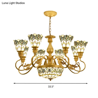 Gold Peacock Feather Chandelier with Stained Glass - 3/5/6 Lights for Living Room