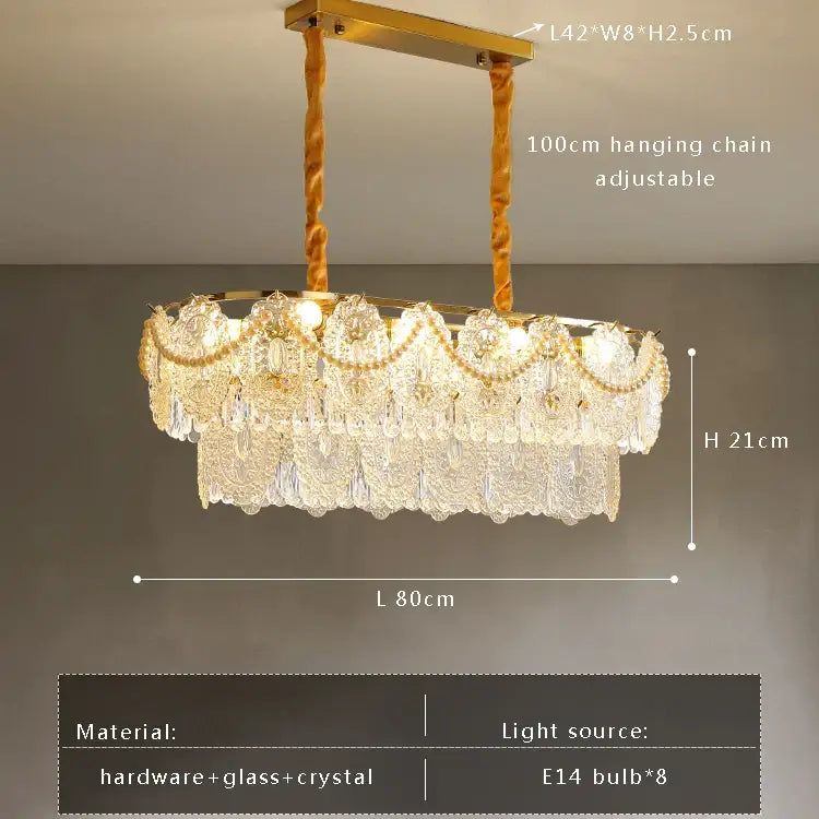 Gold pearl pendant chandelier with gold-toned finish crystal detailing and decorative beaded fringe for living room decorbites gold pearl