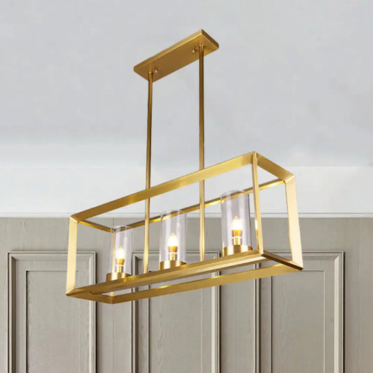 DecorBites™ Gold Pendant Island Lights with Clear Glass Shades - Perfect for Dining Rooms