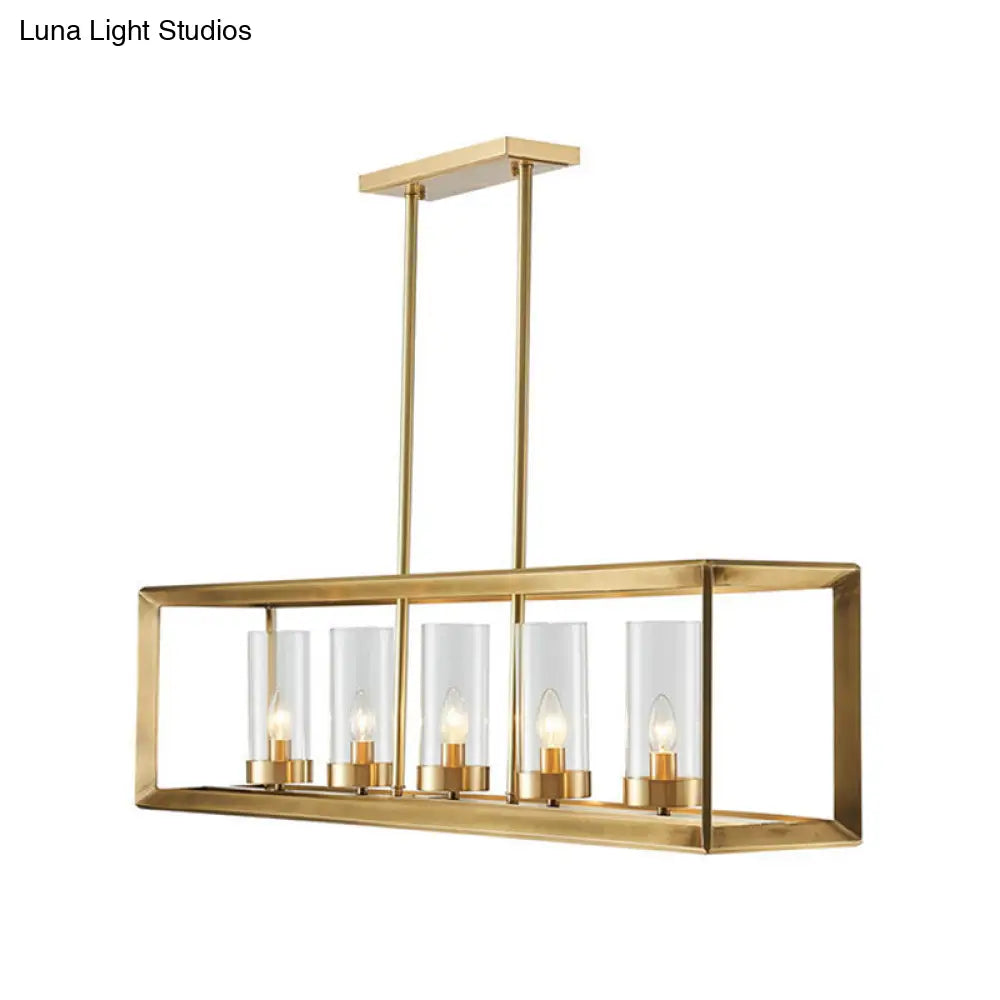 DecorBites™ Gold Pendant Island Lights with Clear Glass Shades - Perfect for Dining Rooms