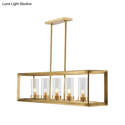 DecorBites™ Gold Pendant Island Lights with Clear Glass Shades - Perfect for Dining Rooms