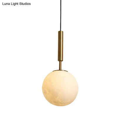 Gold Pendant Light with Opal Frosted Glass for Bedroom - Orb LED Hanging Fixture