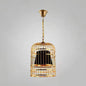 Gold Plated Birdcage Hanging Lamp - Country Metal Ceiling Light with Cone Shade