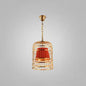 Gold Plated Birdcage Hanging Lamp - Country Metal Ceiling Light with Cone Shade