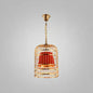 Gold Plated Birdcage Hanging Lamp - Country Metal Ceiling Light with Cone Shade