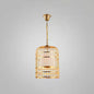 Gold Plated Birdcage Hanging Lamp - Country Metal Ceiling Light with Cone Shade