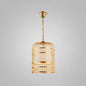 Gold Plated Birdcage Hanging Lamp - Country Metal Ceiling Light with Cone Shade