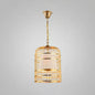 Gold Plated Birdcage Hanging Lamp - Country Metal Ceiling Light with Cone Shade