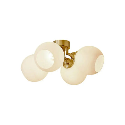 DecorBites™ DecorBites™ Gold Plated Semi-Flush Ceiling Light with Milky Glass Dome for Bedroom