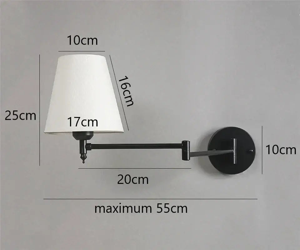 Black wrought iron wall lamp with white fabric shade decorbites adjustable led wall lamp for bedroom reading light