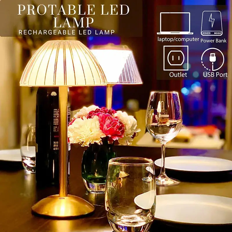 Gold-toned table lamp with diamond touch sensor and pleated off-white shade featuring touch sensor led technology
