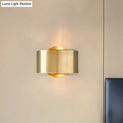 DecorBites™ DecorBites™ Gold Postmodern Flush Wall Sconce - Half-Cylinder Metal Light Fixture