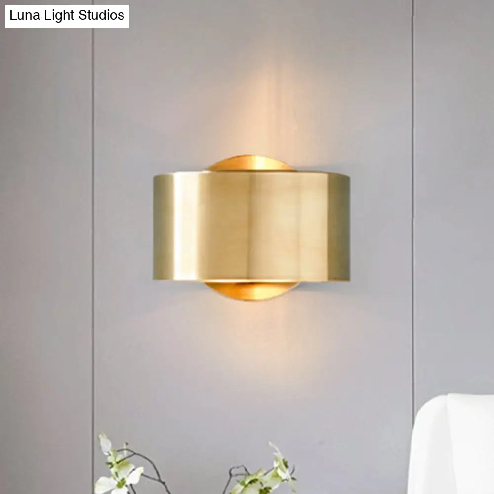 DecorBites™ DecorBites™ Gold Postmodern Flush Wall Sconce - Half-Cylinder Metal Light Fixture