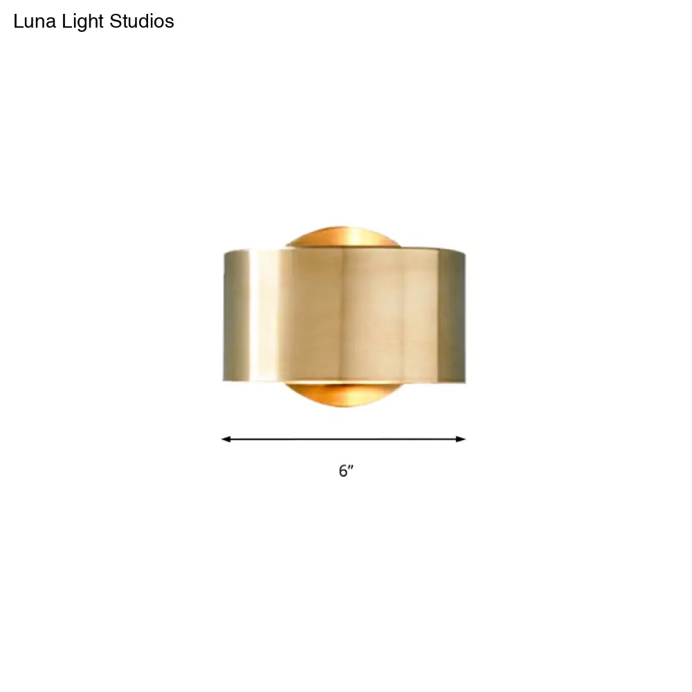 DecorBites™ DecorBites™ Gold Postmodern Flush Wall Sconce - Half-Cylinder Metal Light Fixture