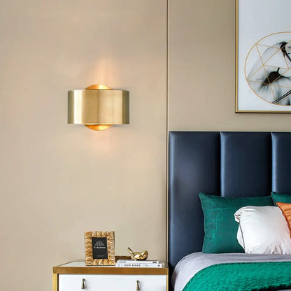 DecorBites™ DecorBites™ Gold Postmodern Flush Wall Sconce - Half-Cylinder Metal Light Fixture