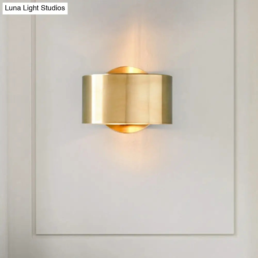 DecorBites™ DecorBites™ Gold Postmodern Flush Wall Sconce - Half-Cylinder Metal Light Fixture