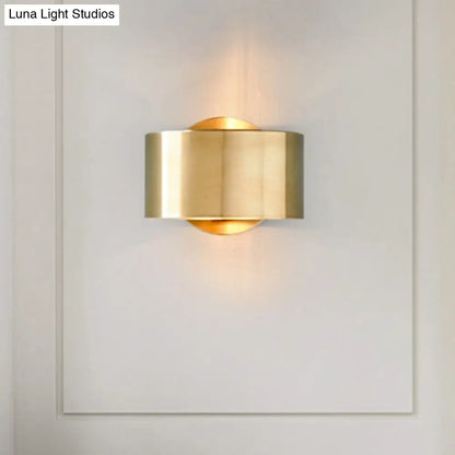 DecorBites™ DecorBites™ Gold Postmodern Flush Wall Sconce - Half-Cylinder Metal Light Fixture