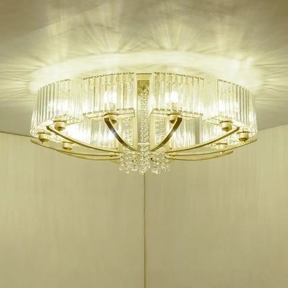 DecorBites™ DecorBites™ Gold Prismatic Crystal Semi Flush Light for Living Room - Minimalistic Circular Ceiling Mount