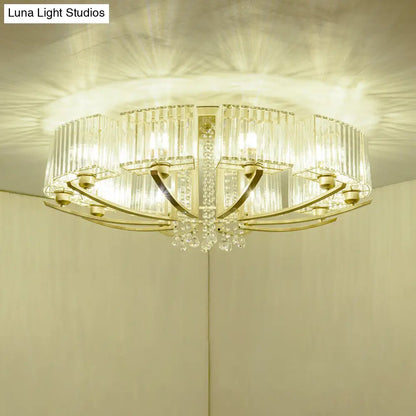 DecorBites™ DecorBites™ Gold Prismatic Crystal Semi Flush Light for Living Room - Minimalistic Circular Ceiling Mount