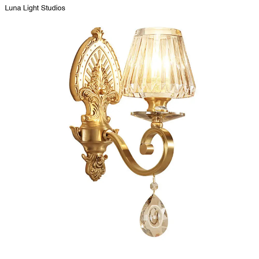 DecorBites™ Gold Prismatic Crystal Wall Sconce - Contemporary Bedroom Lighting