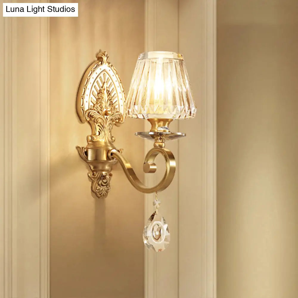 DecorBites™ Gold Prismatic Crystal Wall Sconce - Contemporary Bedroom Lighting