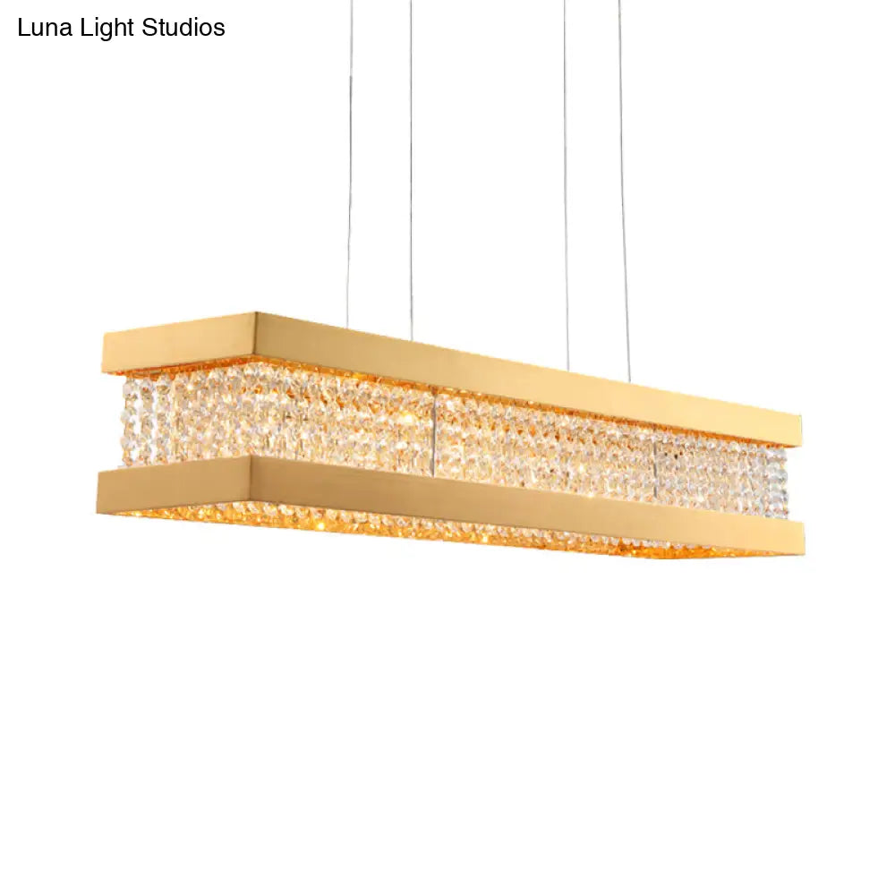 مصباح معلق كريستالي بإطار مستطيل ذهبي من DecorBites™ - مصباح معلق عصري بستة مصابيح على شكل جزيرة