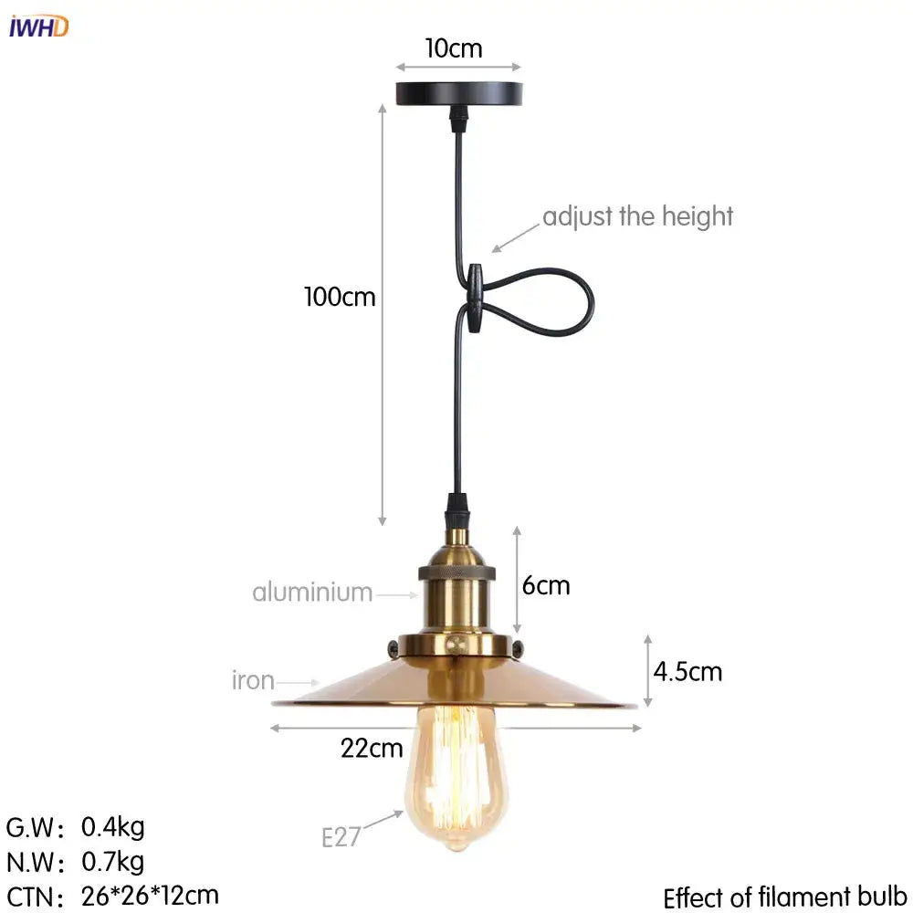 Gold retro edison fluted petal pendant light with brass-finished aluminum and iron shade for dining room decorbites gold retro