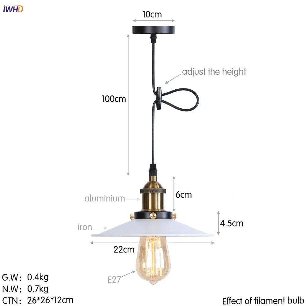 Gold retro edison industrial pendant lights with black iron brass aluminum fixture and white ceramic shade for dining room decorbites gold retro