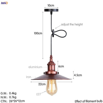 Industrial-style decorbites gold retro pendant lights with copper aluminum iron shade and exposed filament bulb for dining room