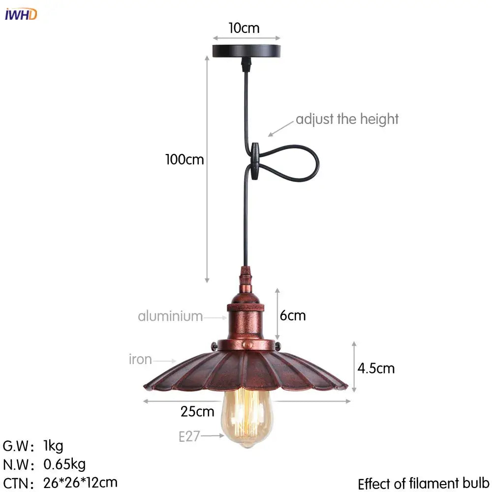 Antique bronze-finished industrial pendant lights with fluted iron shade and exposed filament bulb for dining room decorbites gold retro edison