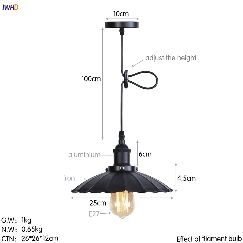 Black wrought iron and aluminum gold retro edison pendant lights with fluted petal shade for dining room decorbites gold retro