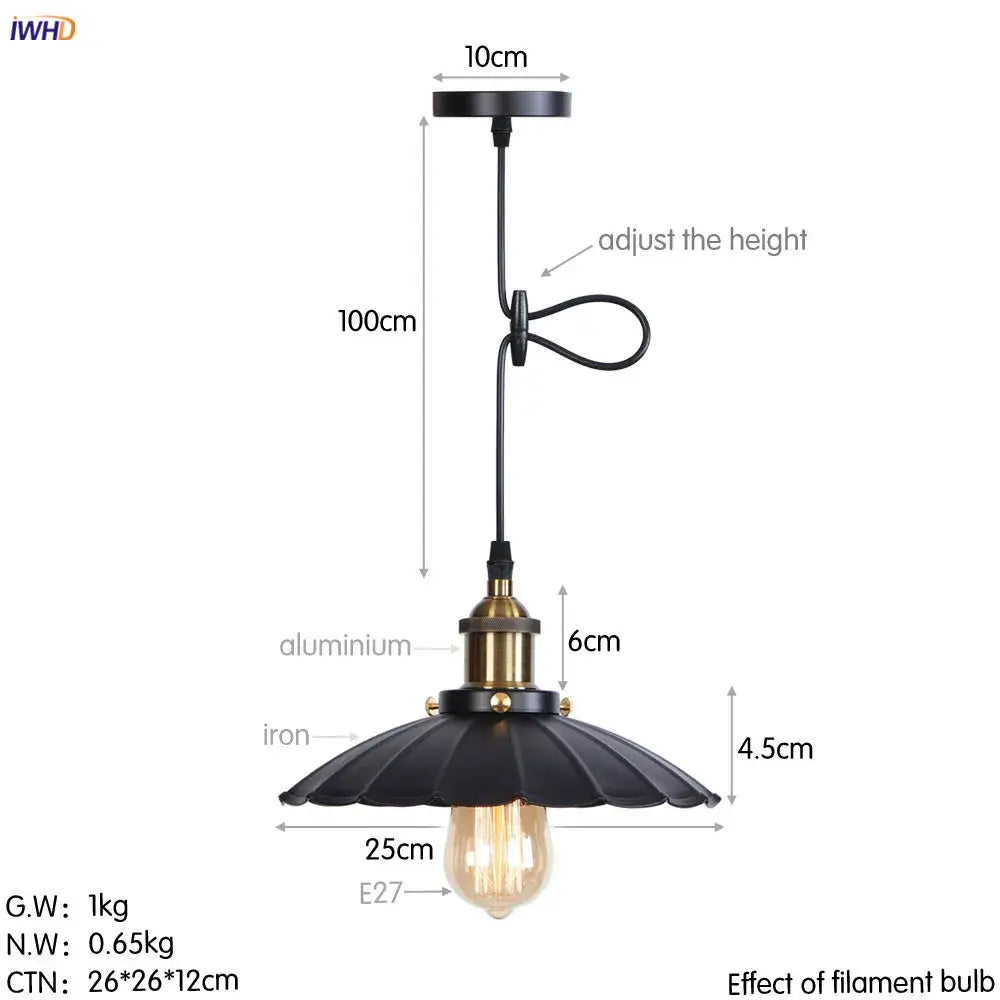 Black wrought iron pendant lights with brass-finished aluminum fixture and exposed filament bulb decorbites gold retro