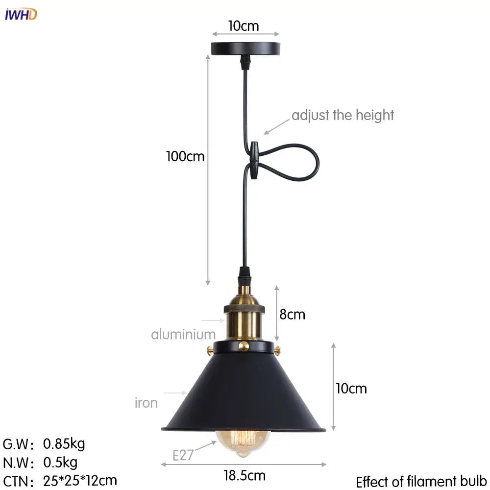 Black iron and aluminum pendant lights with brass base and adjustable height for dining room decorbites gold retro edison