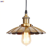 Brass-toned decorbites gold retro pendant light with fluted petal shade and exposed gold retro edison bulb for dining room