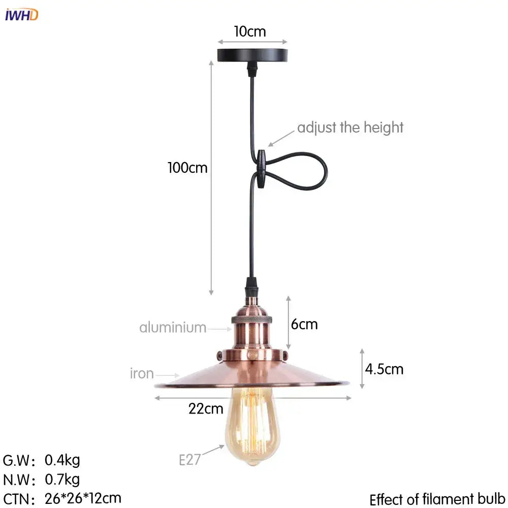 Copper-toned decorbites gold retro edison pendant lights with matte black chain and exposed filament bulb for dining room decor