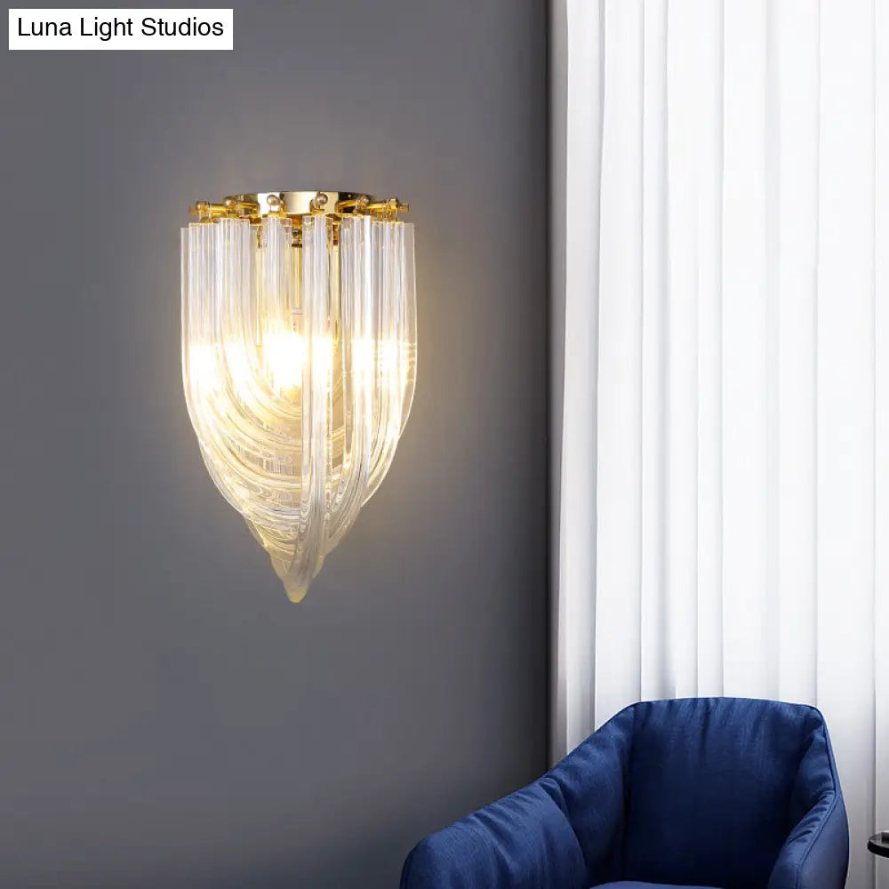 DecorBites™ DecorBites™ Gold Ribbon Wall Sconce with Clear Glass Head for Dining Room Mounting