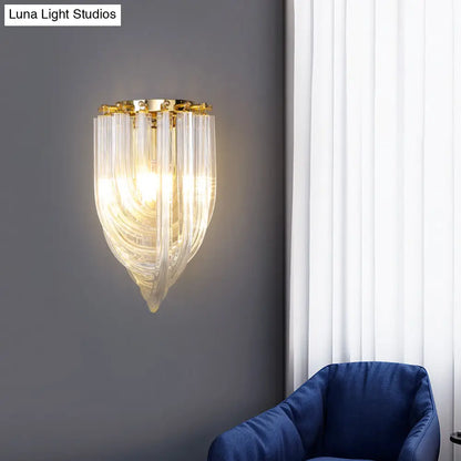 DecorBites™ DecorBites™ Gold Ribbon Wall Sconce with Clear Glass Head for Dining Room Mounting