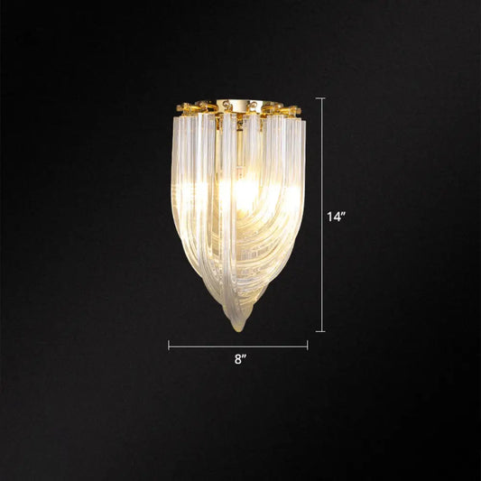 DecorBites™ DecorBites™ Gold Ribbon Wall Sconce with Clear Glass Head for Dining Room Mounting