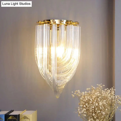 DecorBites™ DecorBites™ Gold Ribbon Wall Sconce with Clear Glass Head for Dining Room Mounting