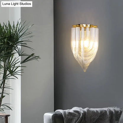 DecorBites™ DecorBites™ Gold Ribbon Wall Sconce with Clear Glass Head for Dining Room Mounting