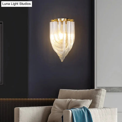 DecorBites™ DecorBites™ Gold Ribbon Wall Sconce with Clear Glass Head for Dining Room Mounting