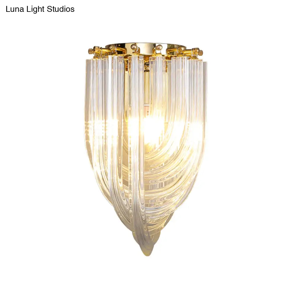 DecorBites™ DecorBites™ Gold Ribbon Wall Sconce with Clear Glass Head for Dining Room Mounting
