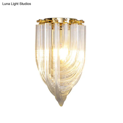 DecorBites™ DecorBites™ Gold Ribbon Wall Sconce with Clear Glass Head for Dining Room Mounting
