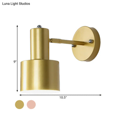 DecorBites™ DecorBites™ Gold/Rose Gold Cylinder Wall Sconce with Metal Shade - Perfect for Bedroom Lighting