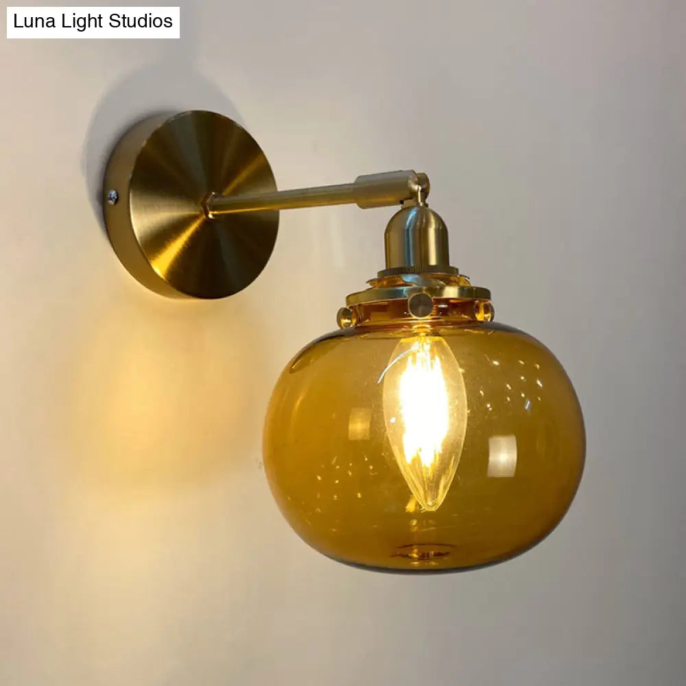 DecorBites™ Gold Rotatable Wall Sconce with Glass Shade - Bedroom Wall Lamp